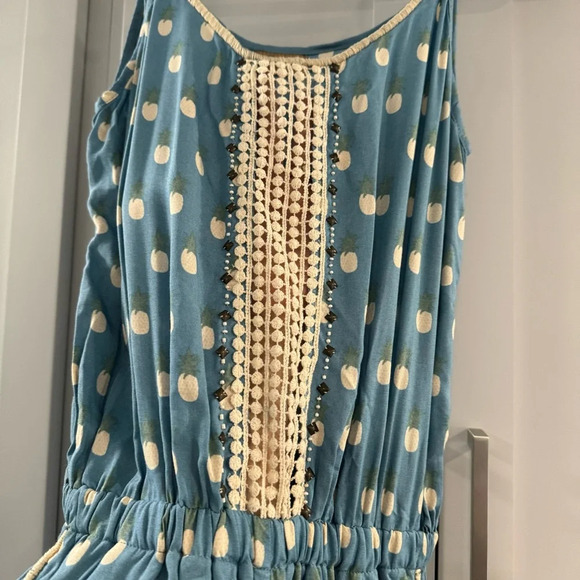 Skeno Jumpsuit Blue‎ and White Pineapple Print size Small - Picture 6 of 7